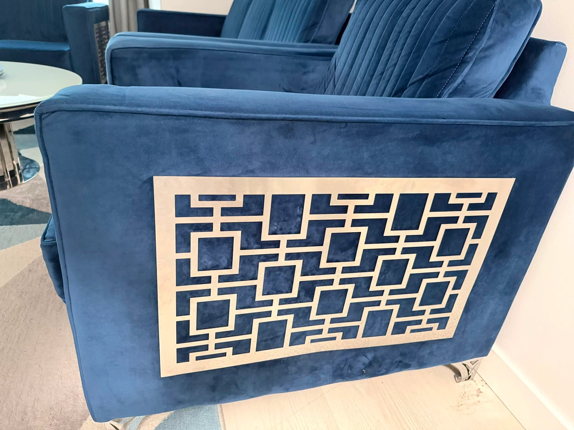 Blue Velvet Sofa Set with coffee table - photo 4