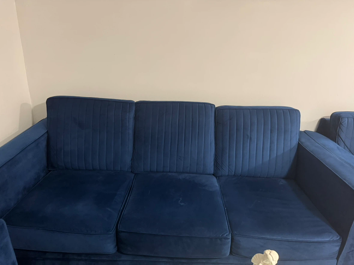 Blue Velvet Sofa Set with coffee table - photo 5