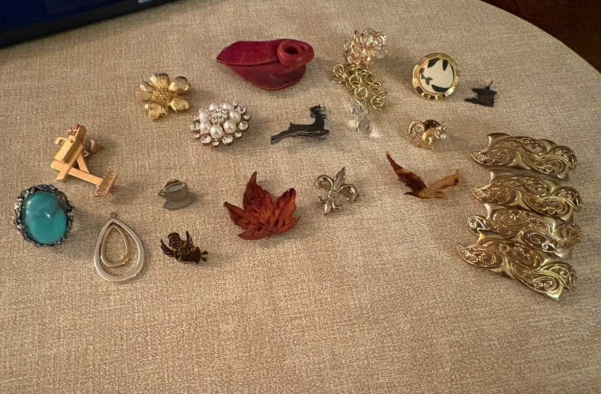 Assorted Vintage Brooches, Pins & Costume Jewellery Lot - photo 4