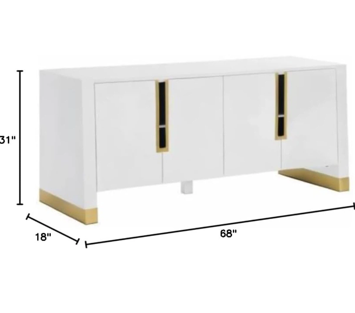 White TV Console with Gold Accents - photo 2
