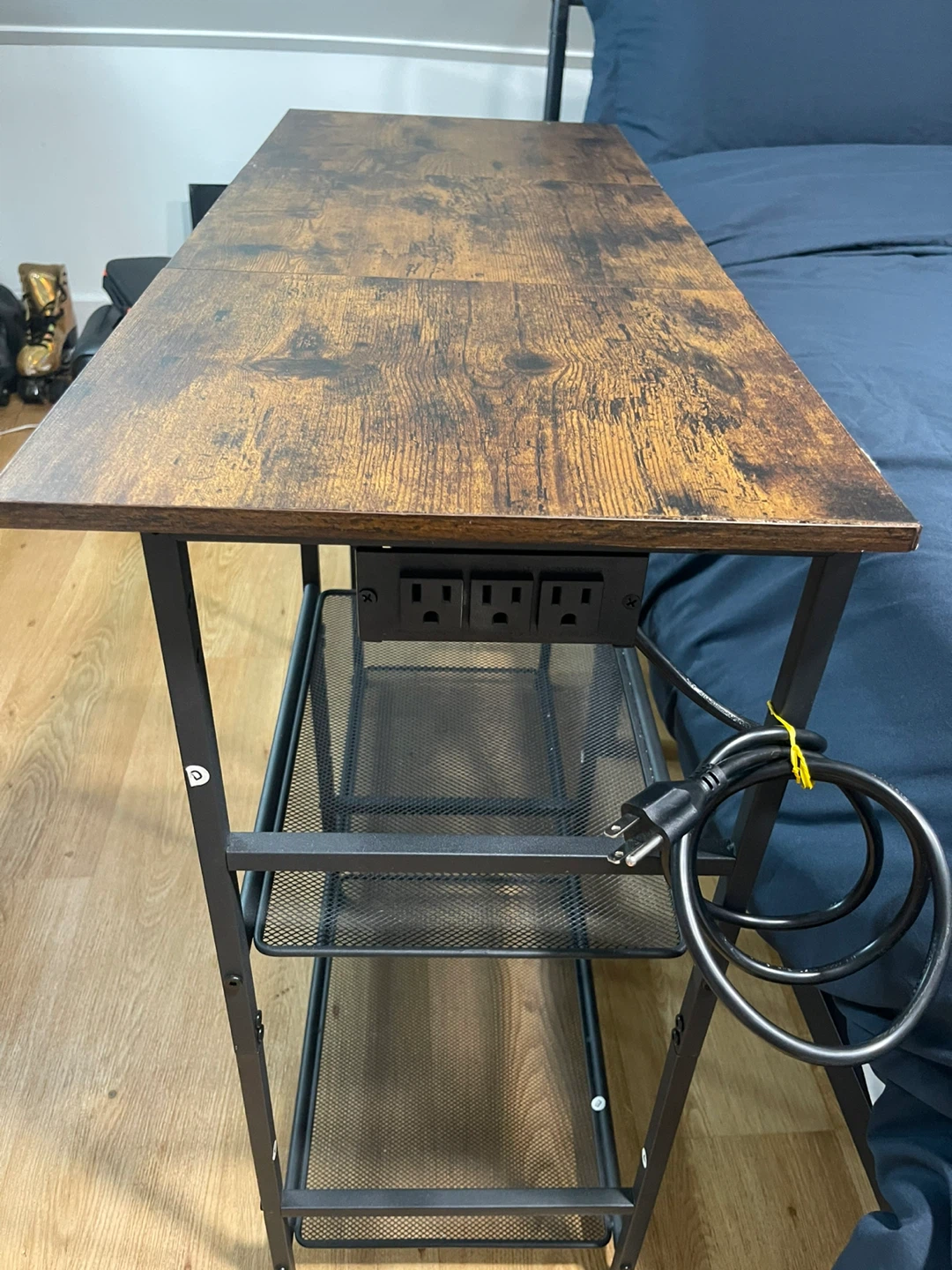 Sofa Table with Outlets and Shelves