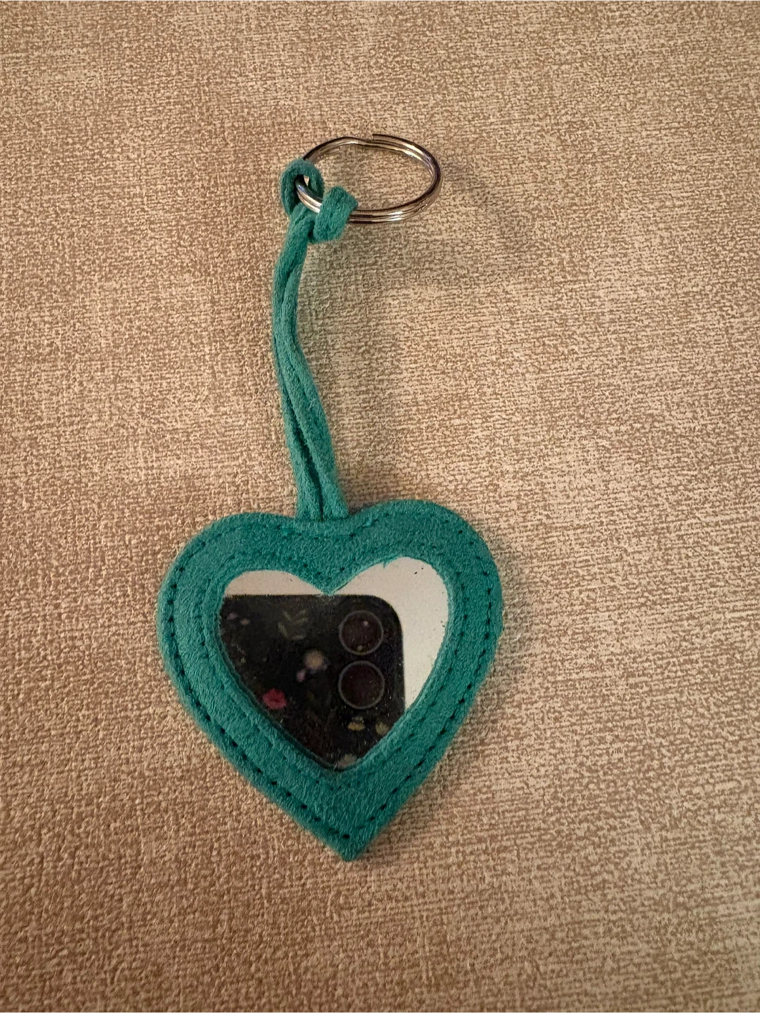 Teal Heart-Shaped Mirror Keychain - photo 2