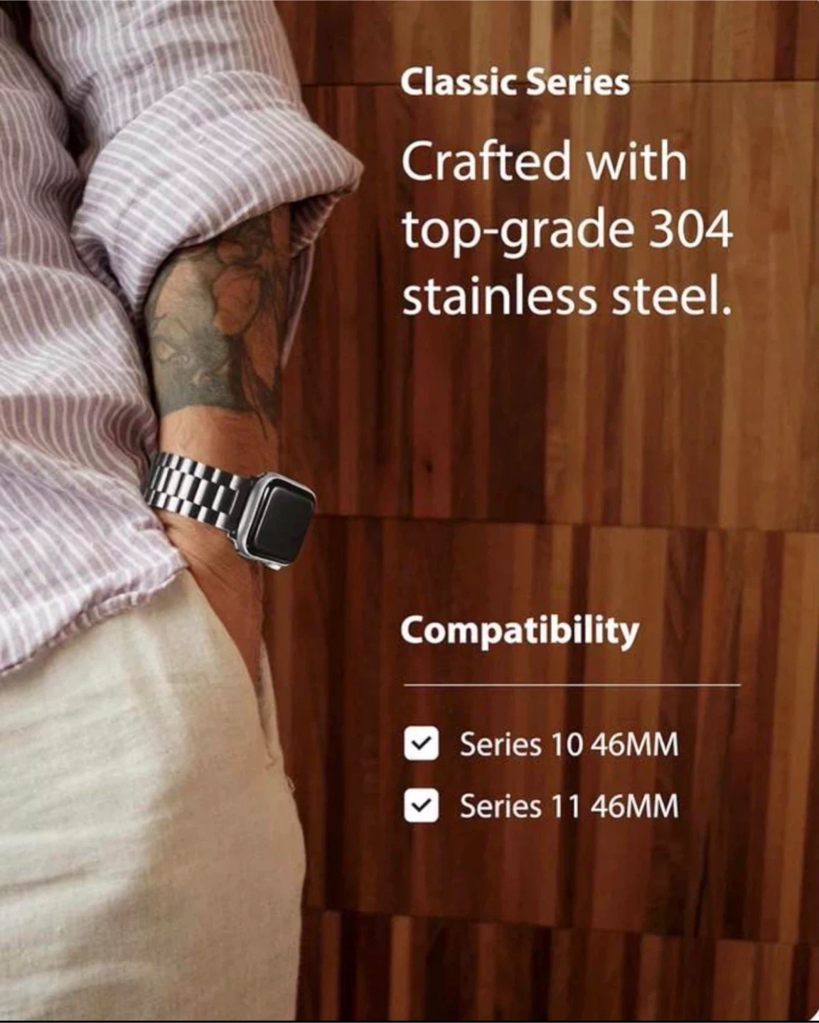 Metal Apple Watch band for 45/44/42mm,Silver - photo 3