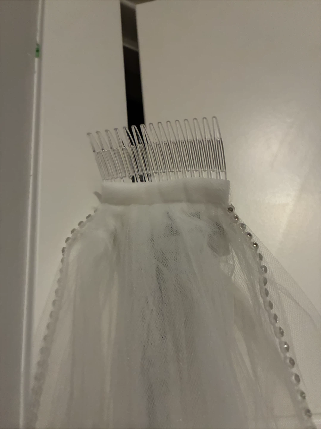 White Wedding Veil with rhinestone Edge - photo 4