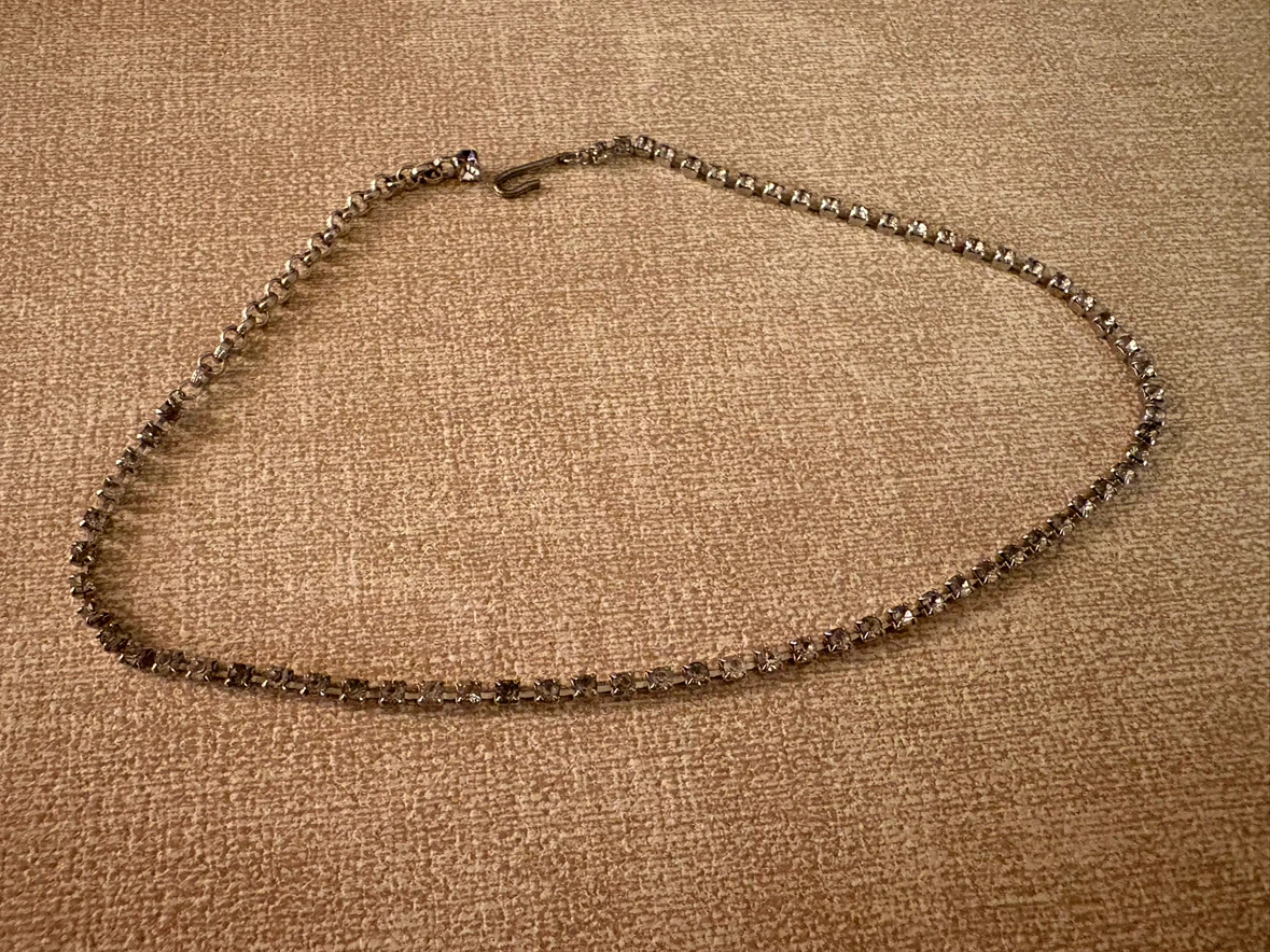 Silver-Tone Rhinestone Tennis Necklace