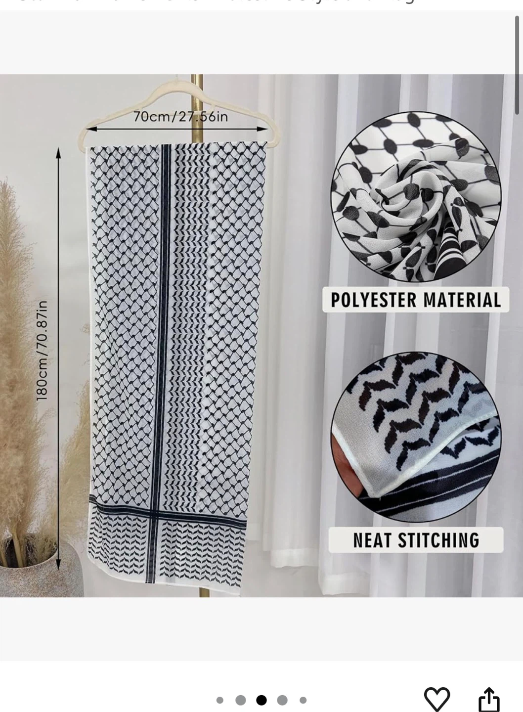 Keffiyeh Scarf Long Chiffon shawl headscarf - photo 4