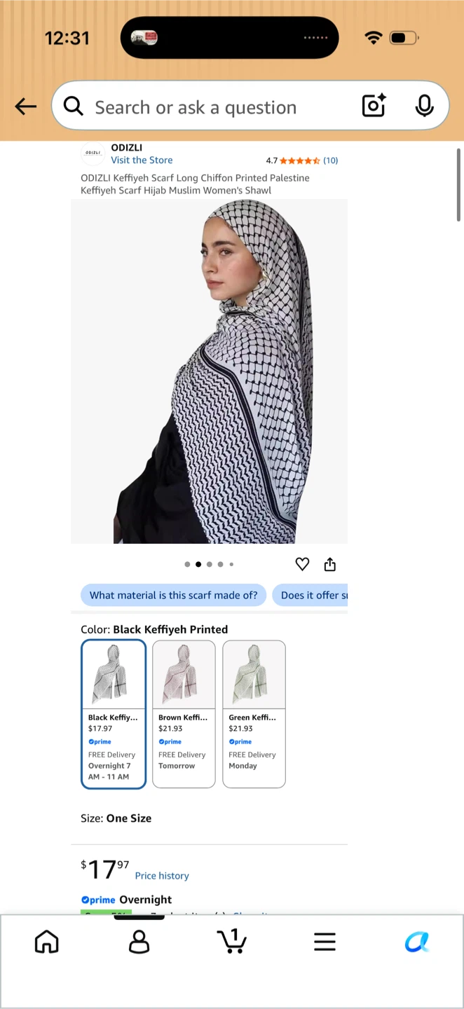 Keffiyeh Scarf Long Chiffon shawl headscarf - photo 5