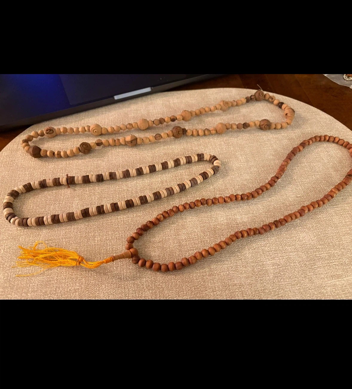 Set of 3 Long Wooden Bead Necklaces