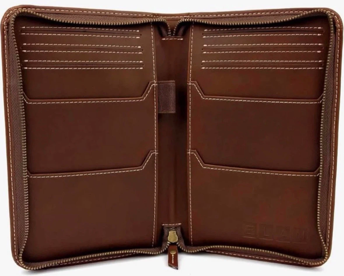 Leather Travel Wallet & Passport Holder, Brown