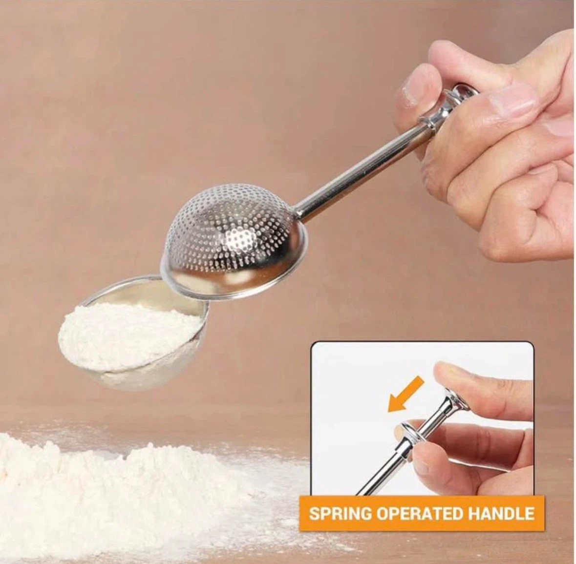 2-Pc Flour Duster, 304 Stainless Steel Flour Sifter for Baking - photo 3