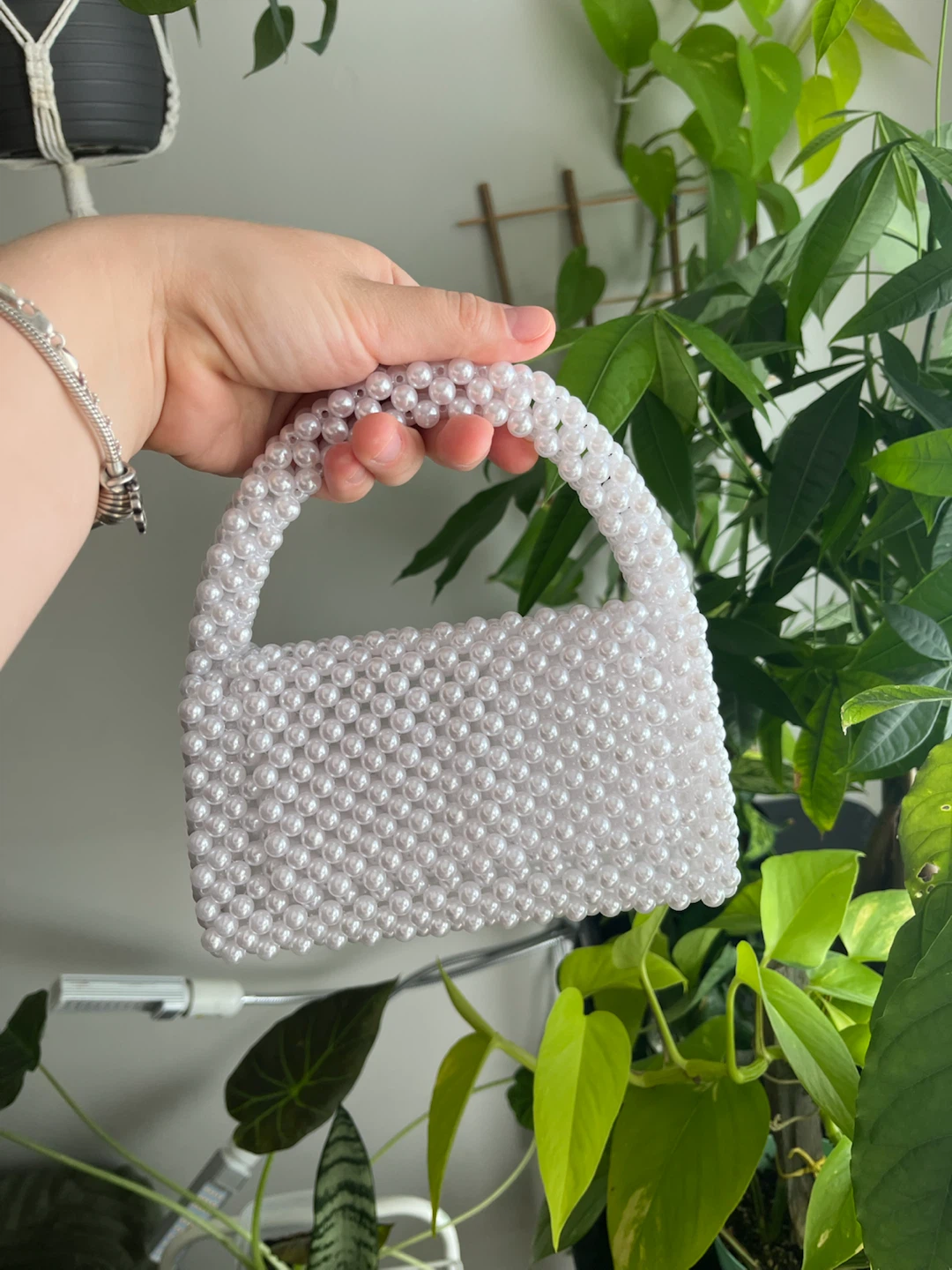White Beaded Handmade Handbag