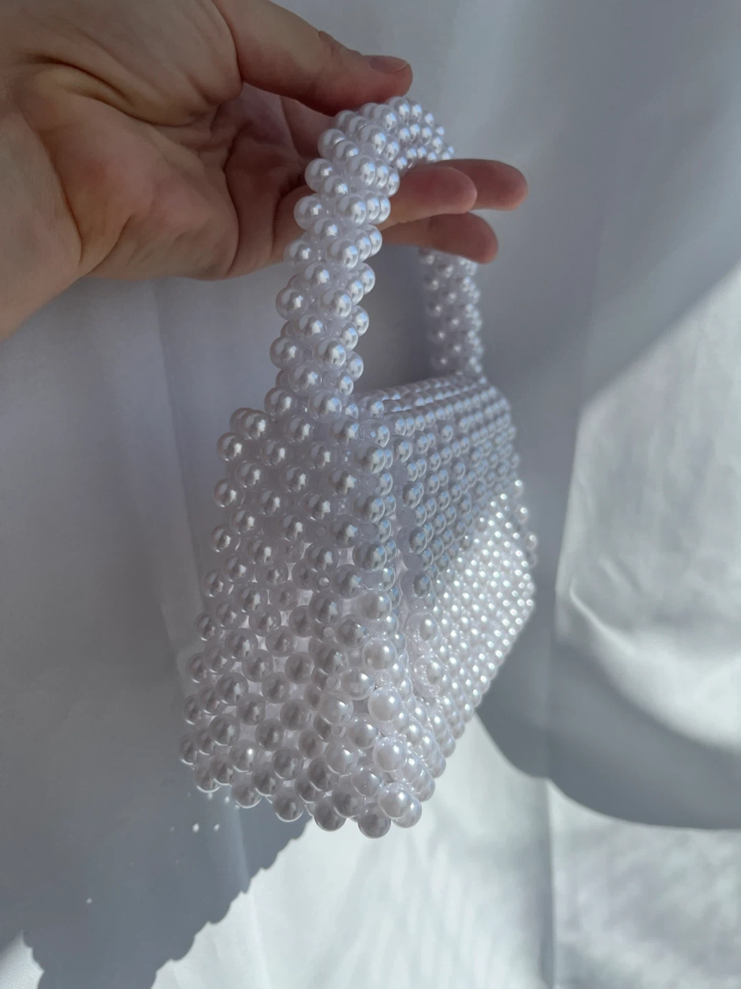 White Beaded Handmade Handbag - photo 3