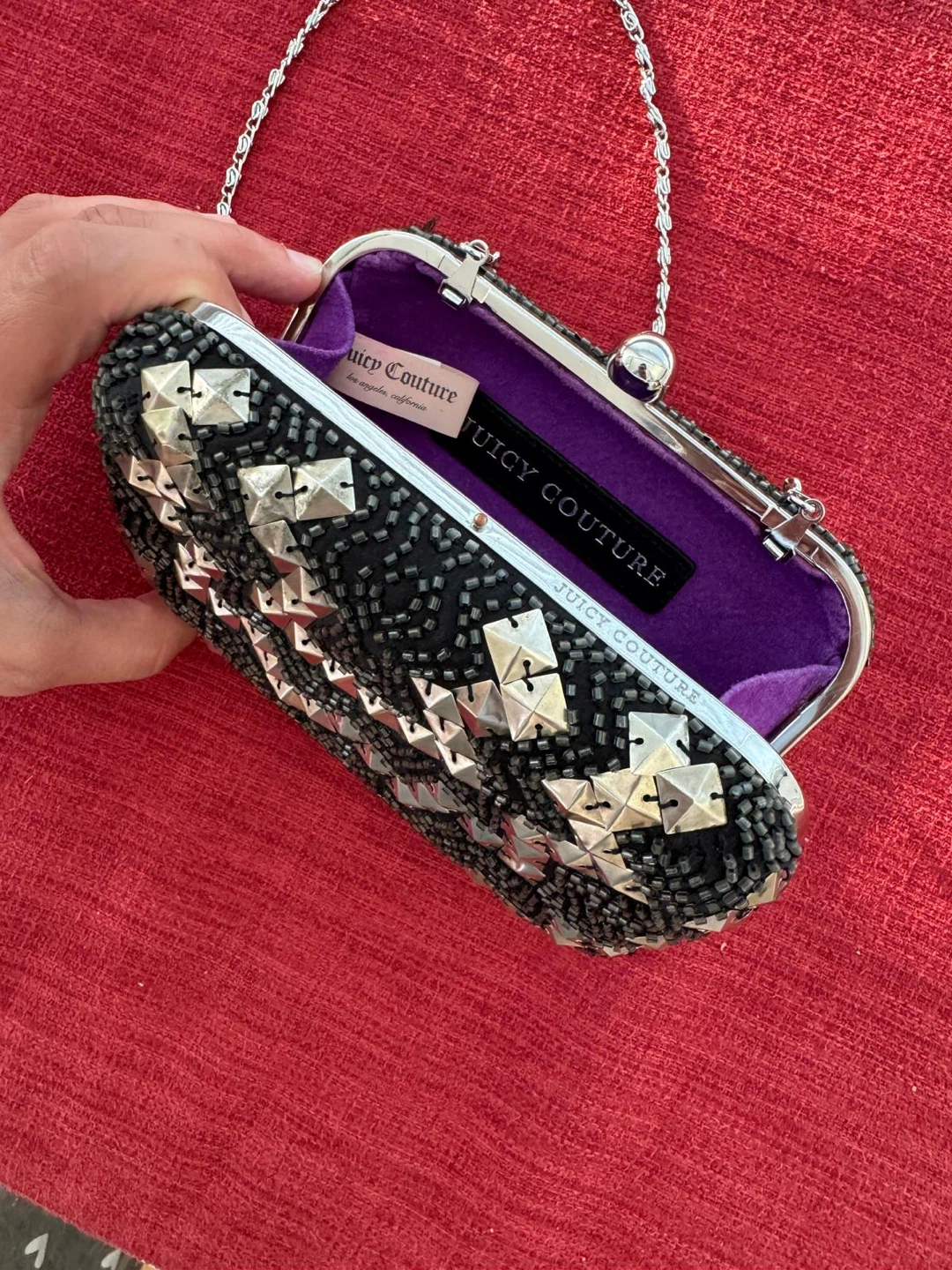 Juicy Couture Beaded Clutch with Chain