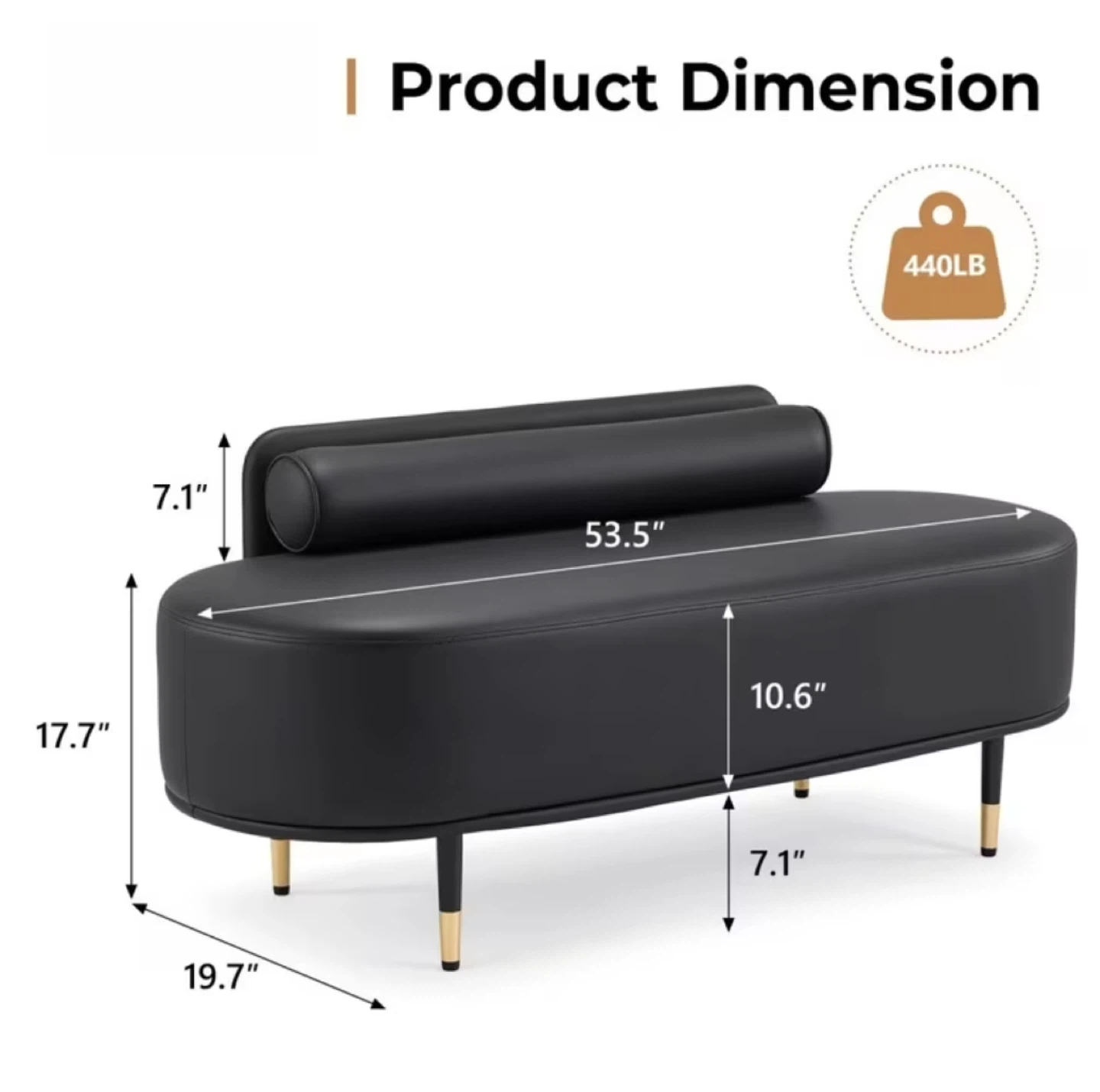 Black Faux Leather Oval Sofa Loveseat