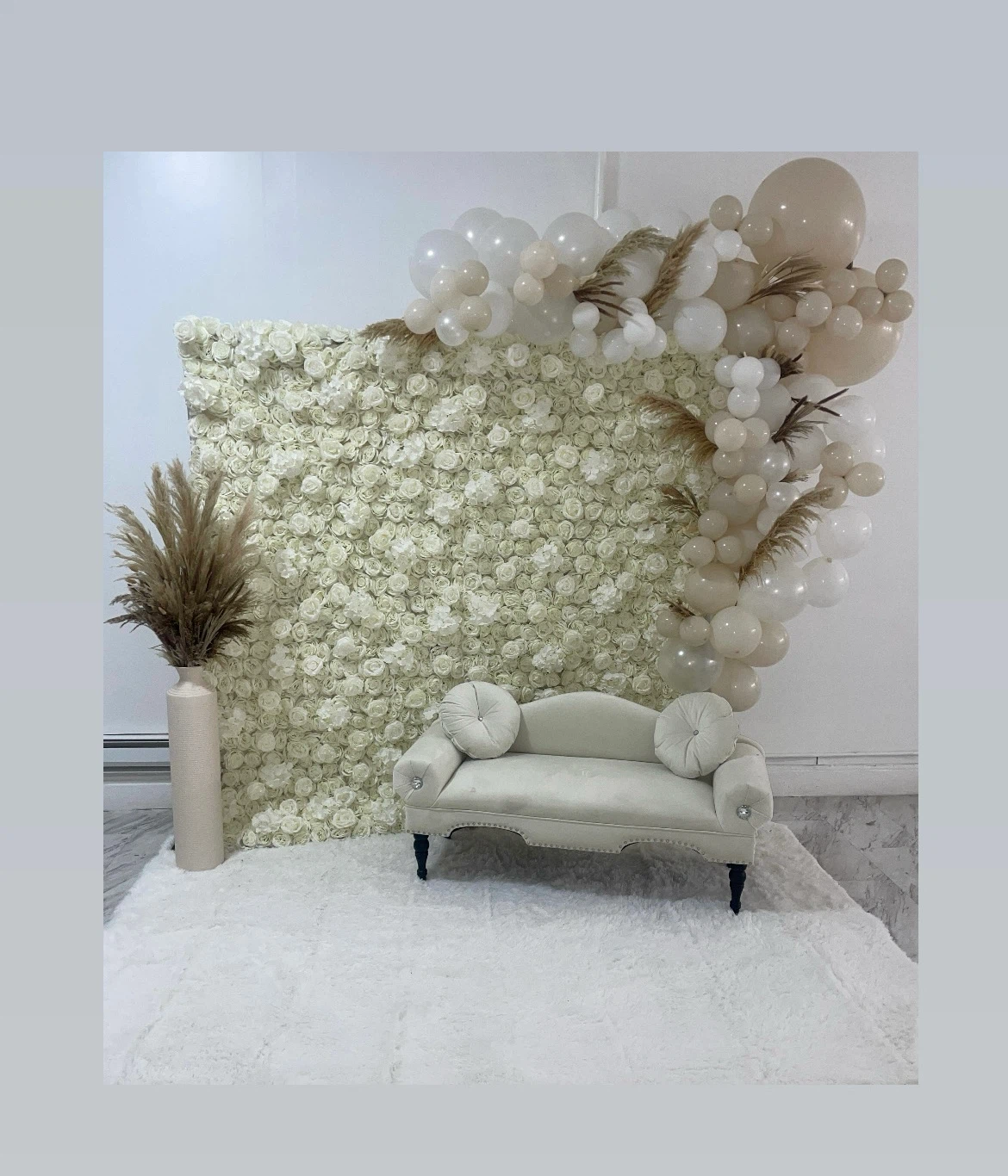 White 3D Floral Flower Wall Backdrop