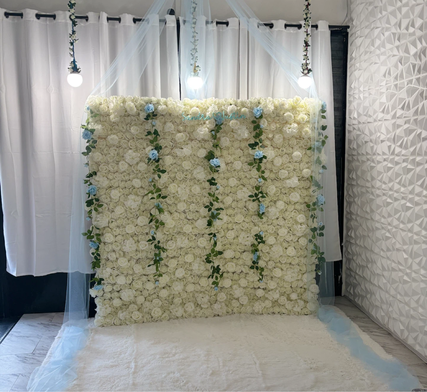 White 3D Floral Flower Wall Backdrop - photo 2
