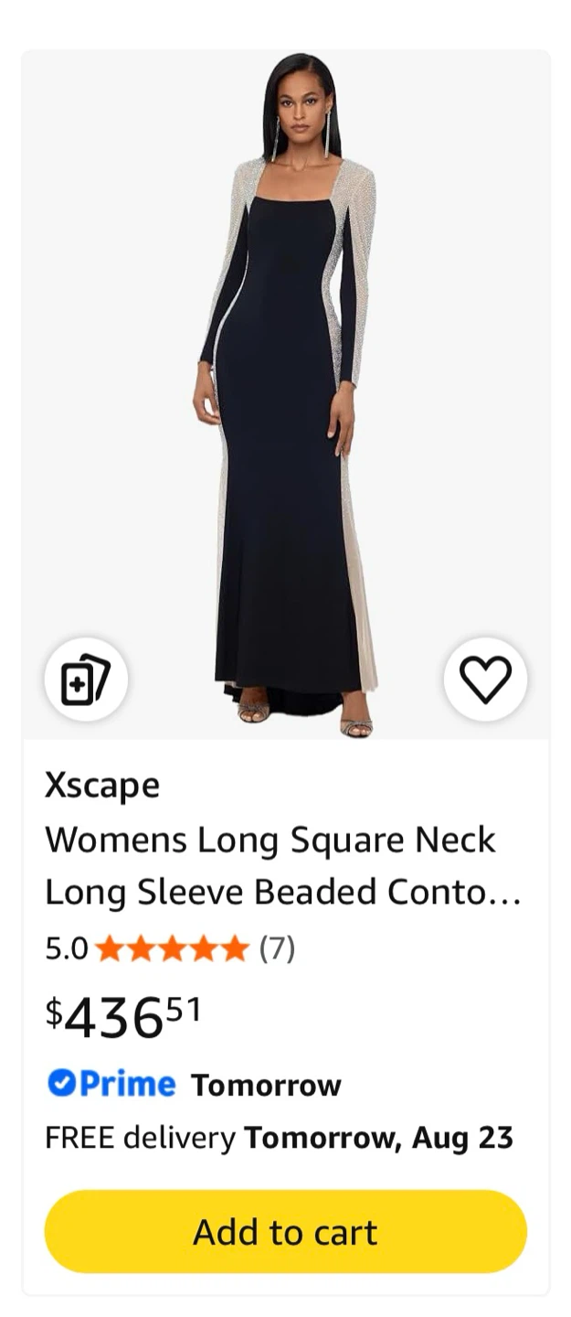Xscape Womens Long Square Neck Long Sleeve Beaded Gown