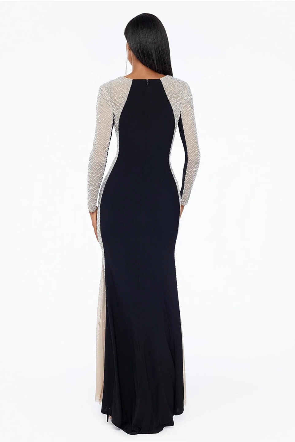 Xscape Womens Long Square Neck Long Sleeve Beaded Gown - photo 3