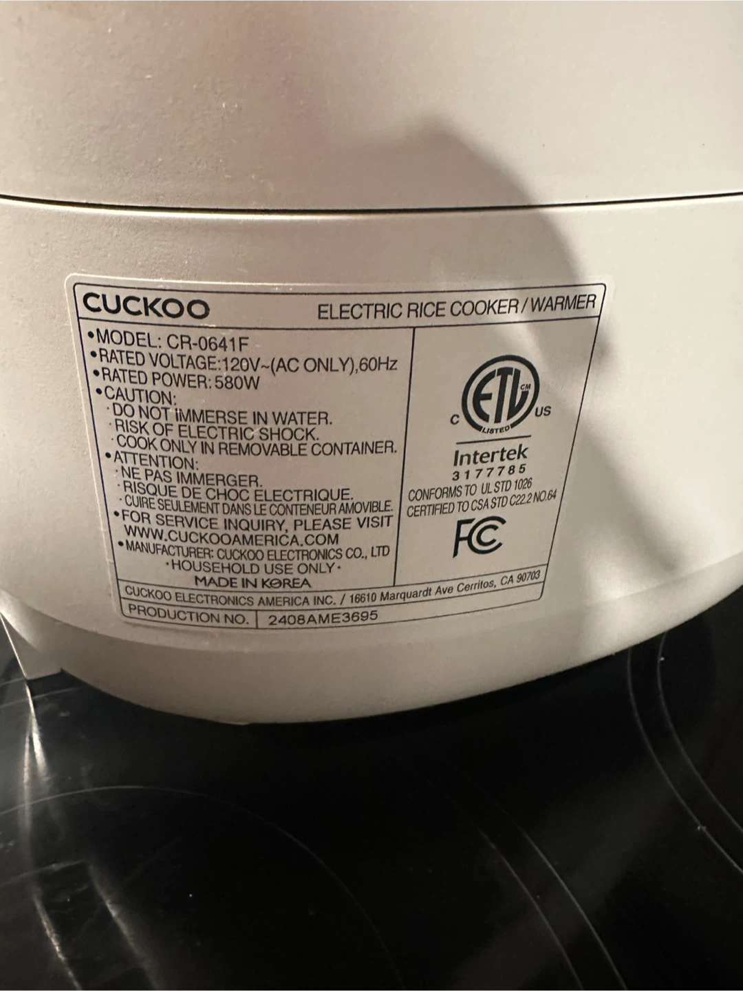 Cuckoo Electric Rice Cooker/Warmer CR-0641F - photo 4