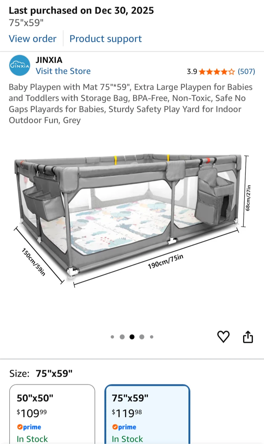 Large baby playpen with mat