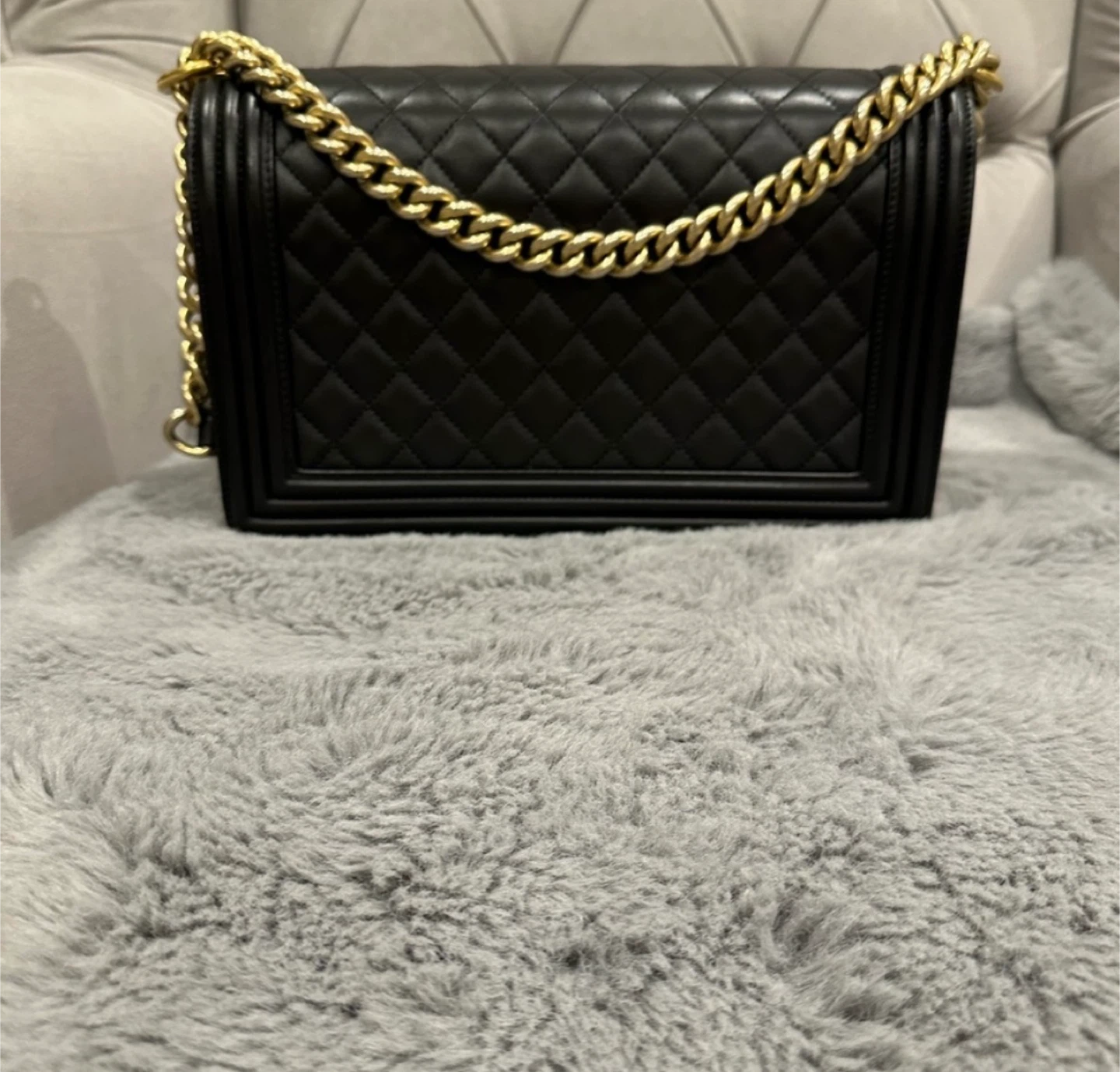 Chanel Boy Bag - Black Quilted Lambskin with Gold Hardware - photo 3