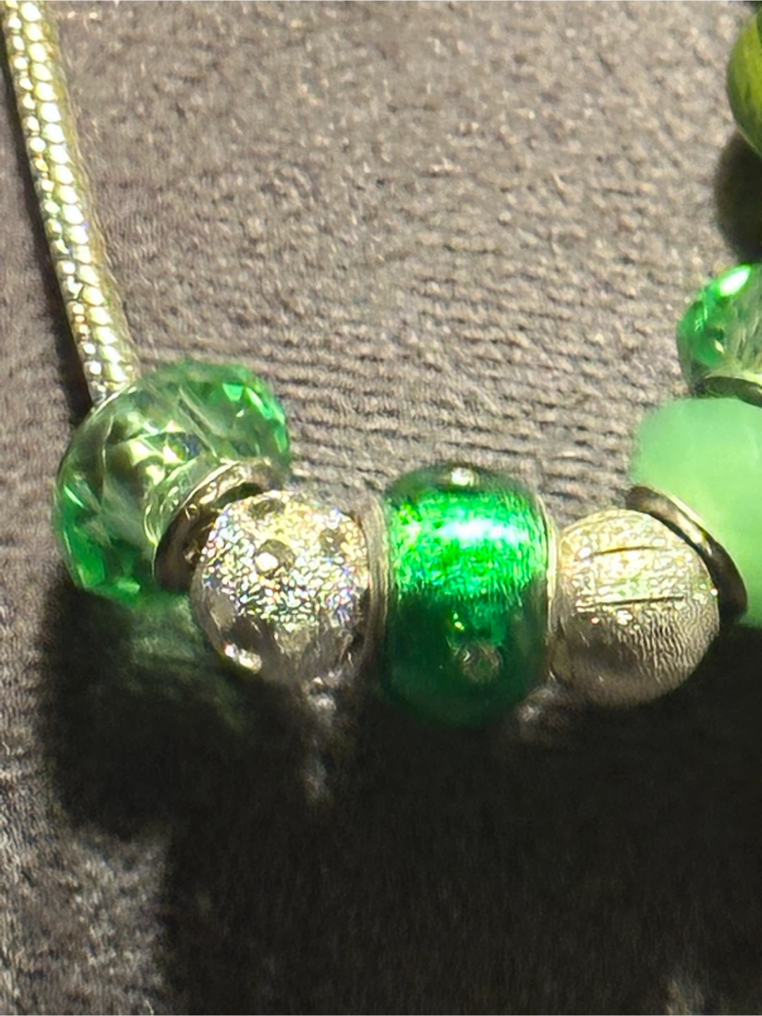 925 Silver Green Charm Necklace 21.5" - photo 2