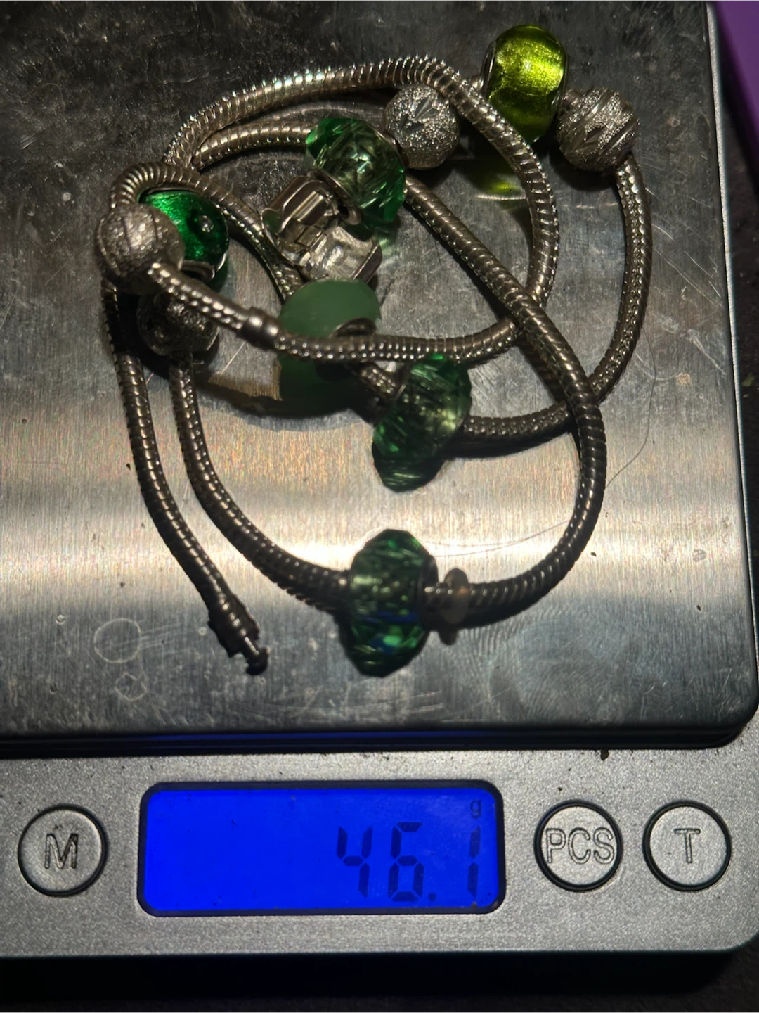 925 Silver Green Charm Necklace 21.5" - photo 5