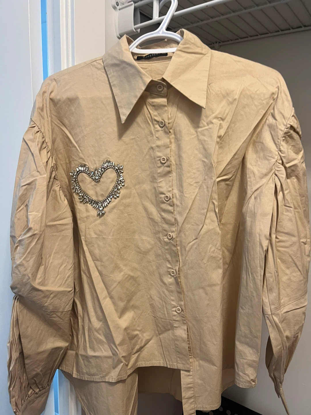 Bejeweled Heart Button-Up Shirt