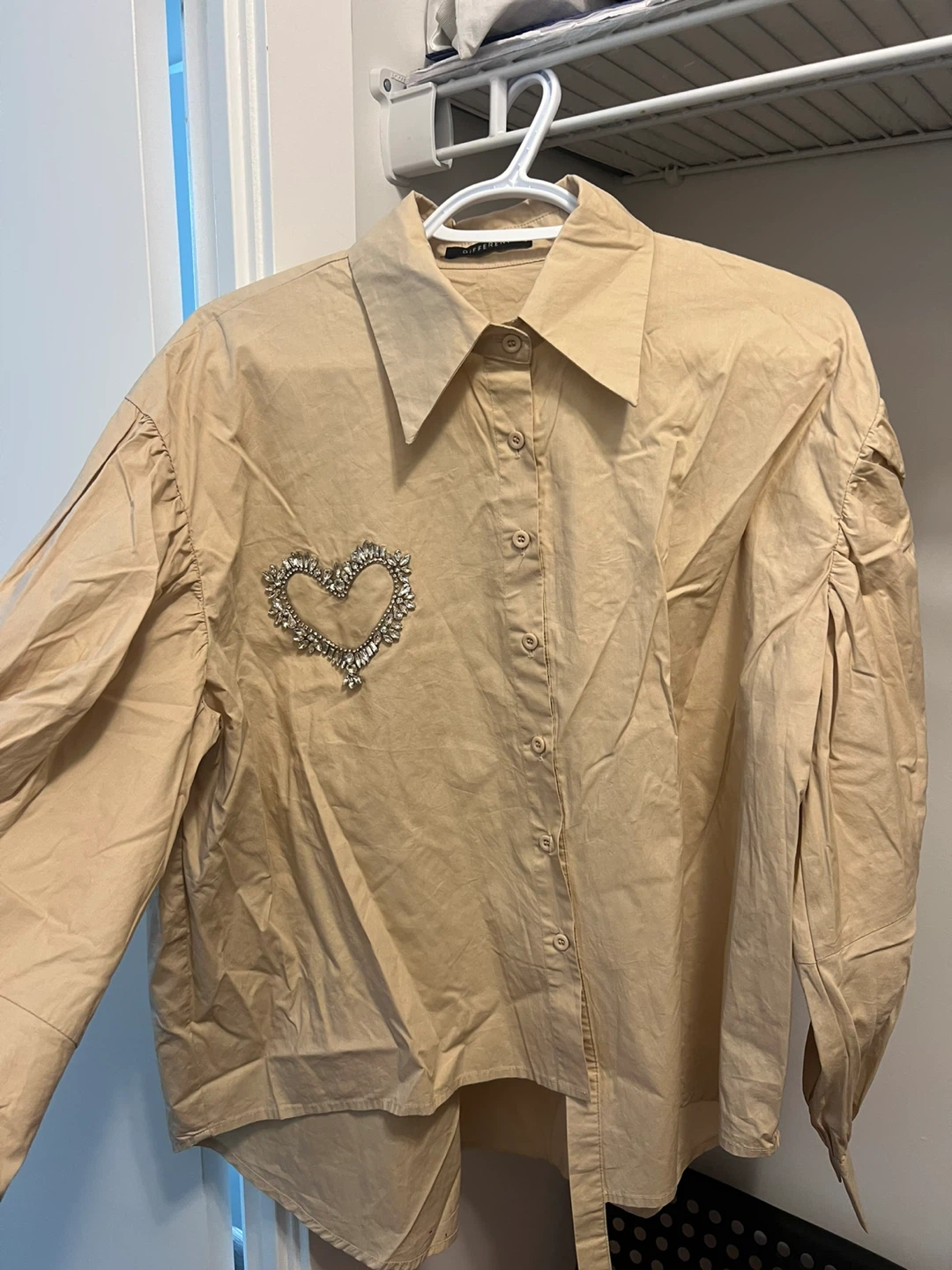 Bejeweled Heart Button-Up Shirt - photo 2