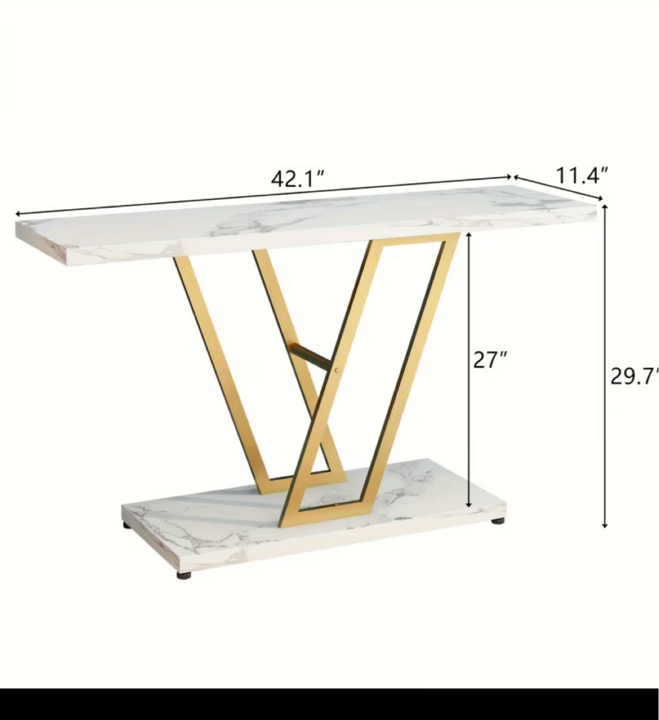 Marble Top Console Table with Gold Base