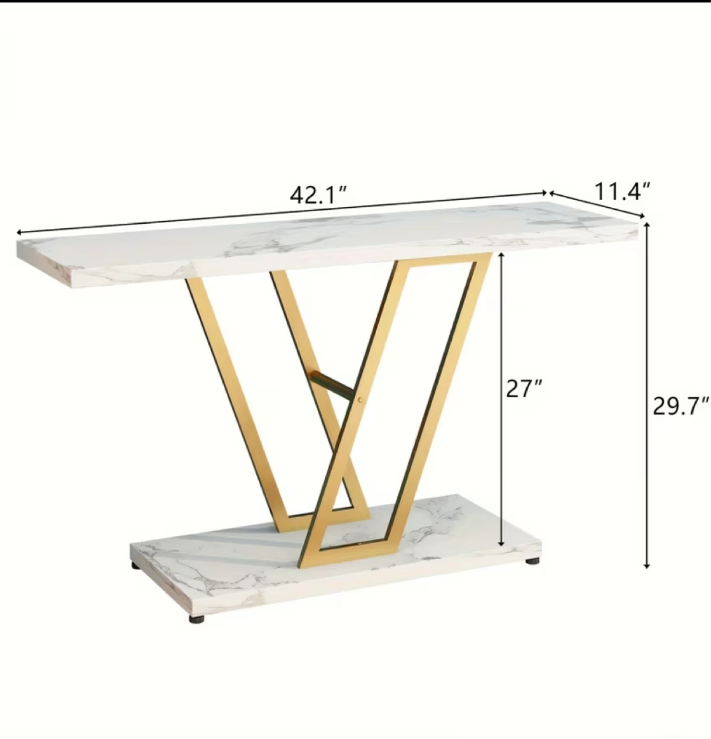 Marble Top Console Table with Gold Base - photo 2