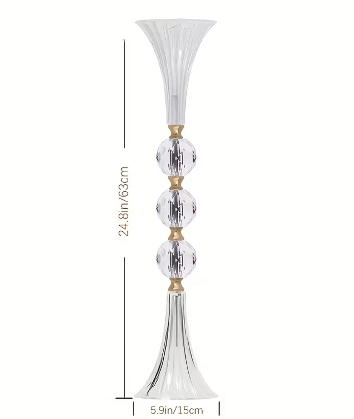 24.8" Tall Crystal Trumpet Vase Centerpiece - photo 3