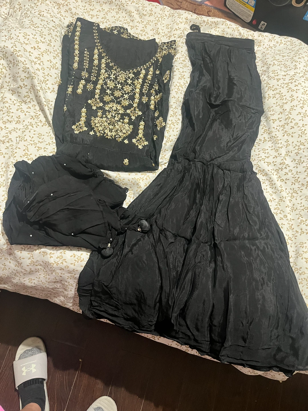 Black Embroidered Kurti with Sharara Pants