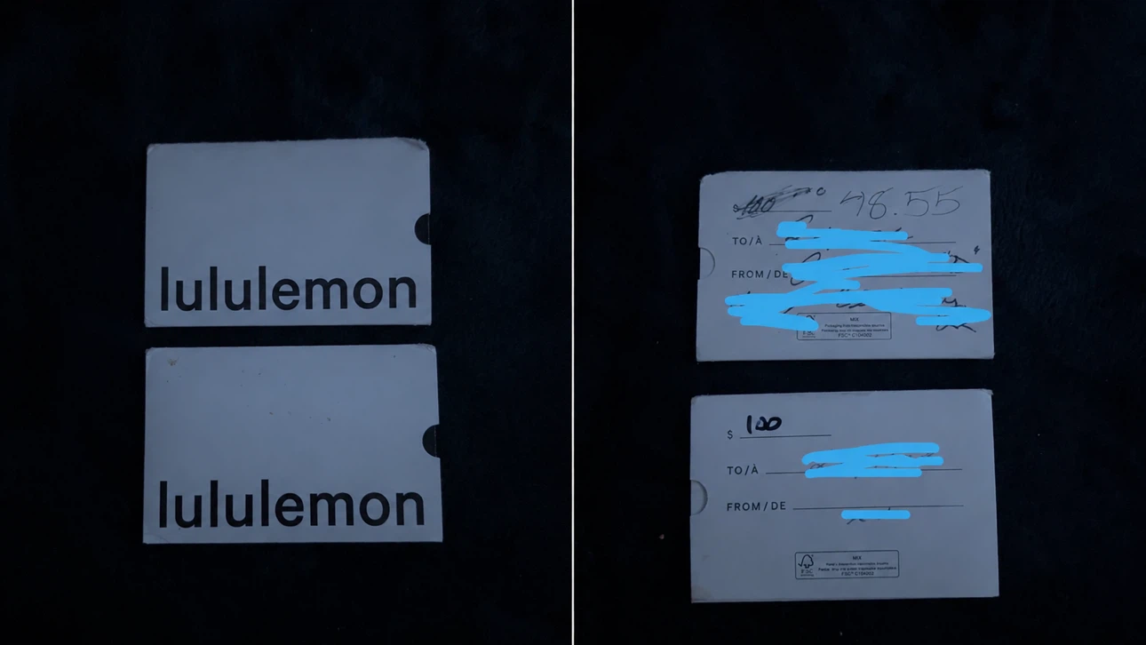 Lululemon gift cards