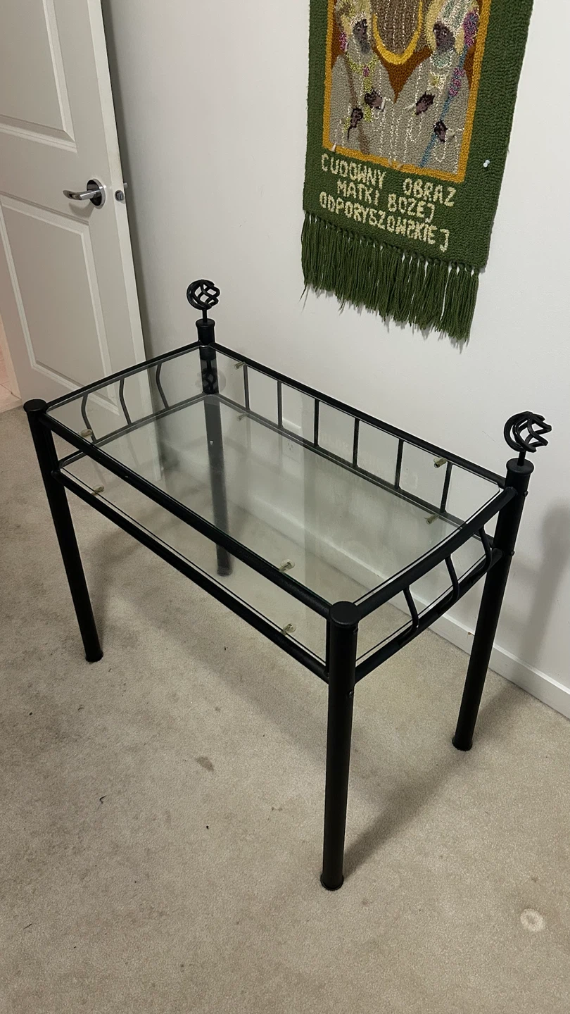 Black Metal and Glass Console Table