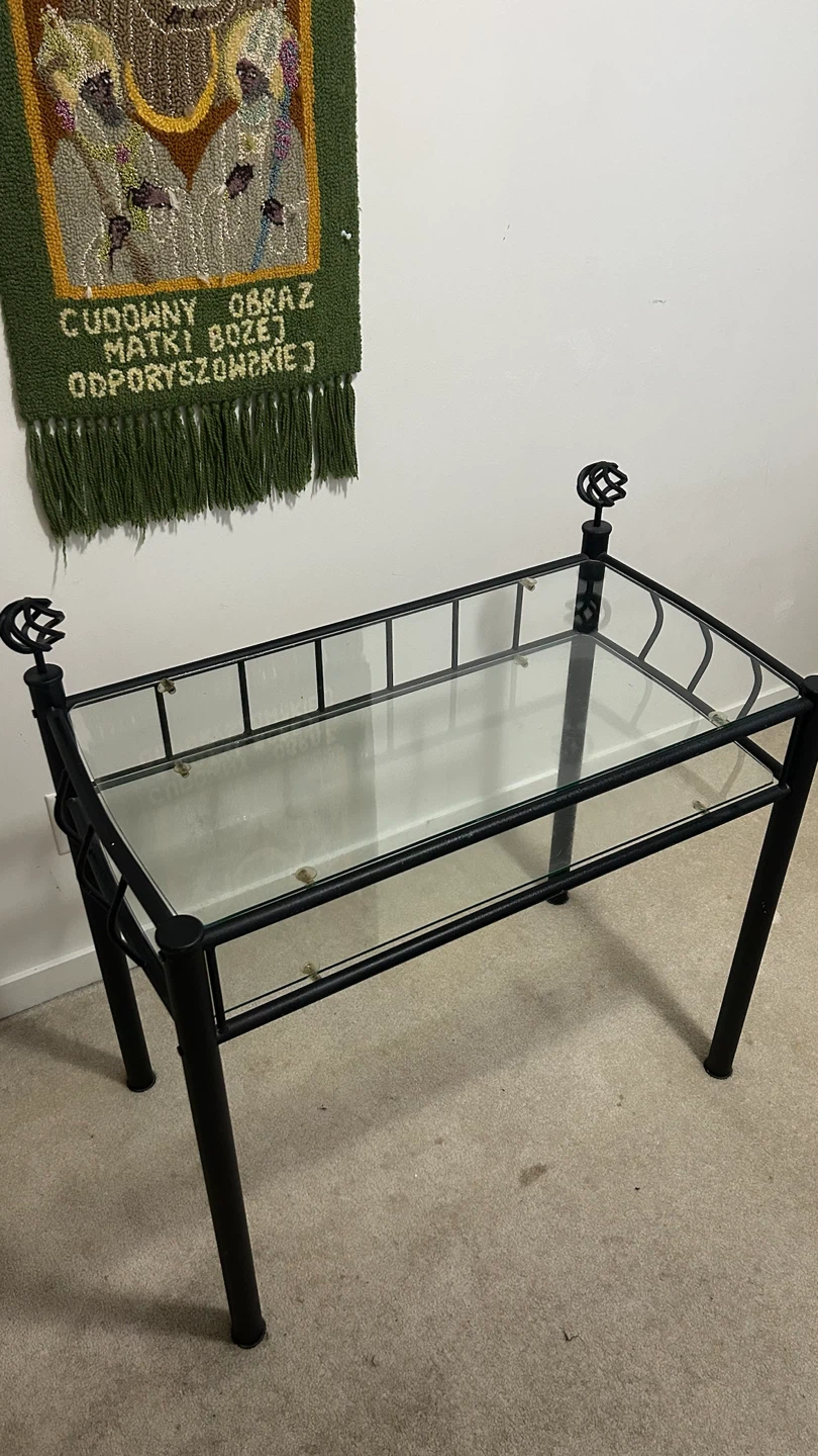 Black Metal and Glass Console Table - photo 2