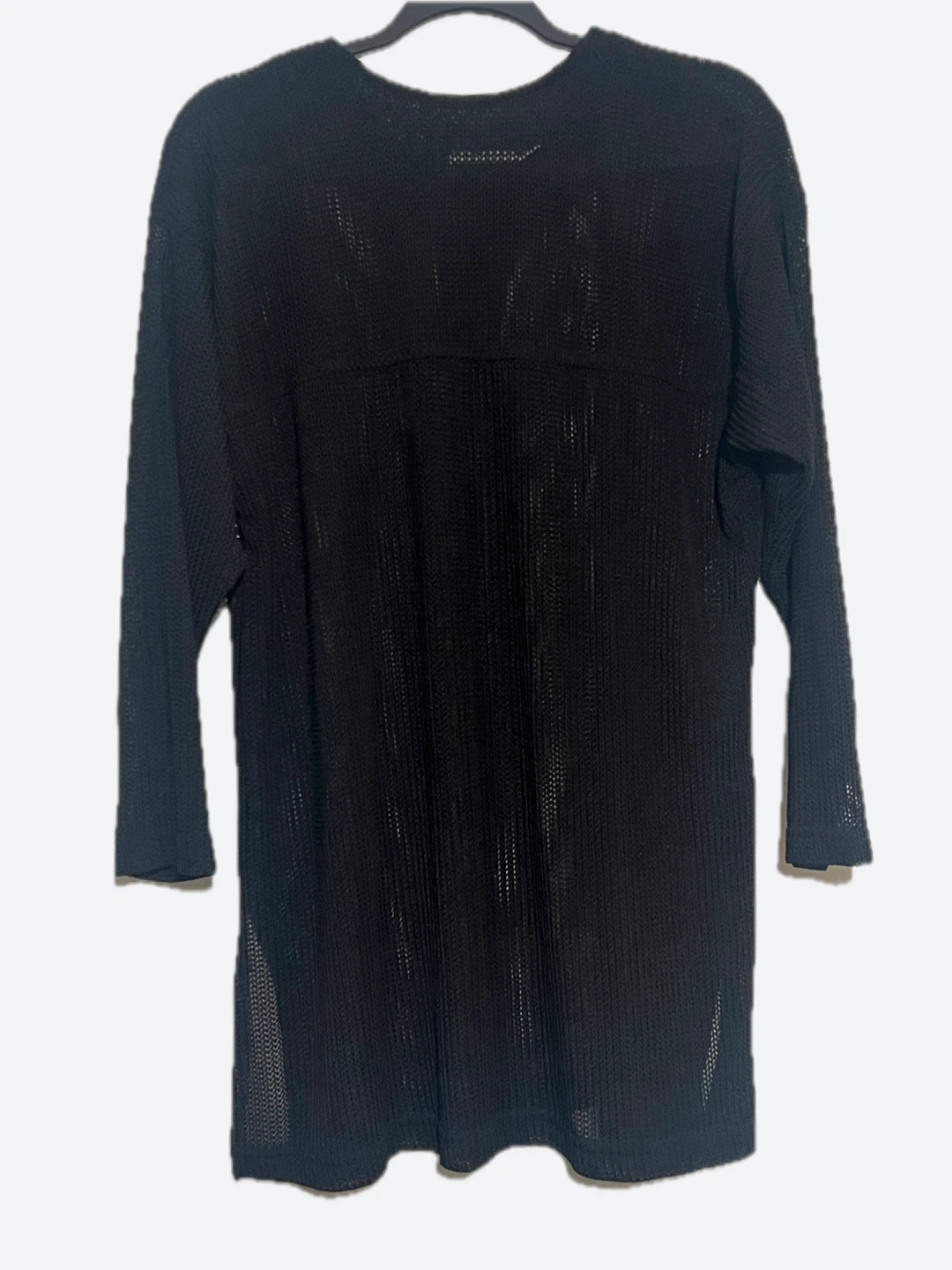 Black sheer knit tunic sweater dress