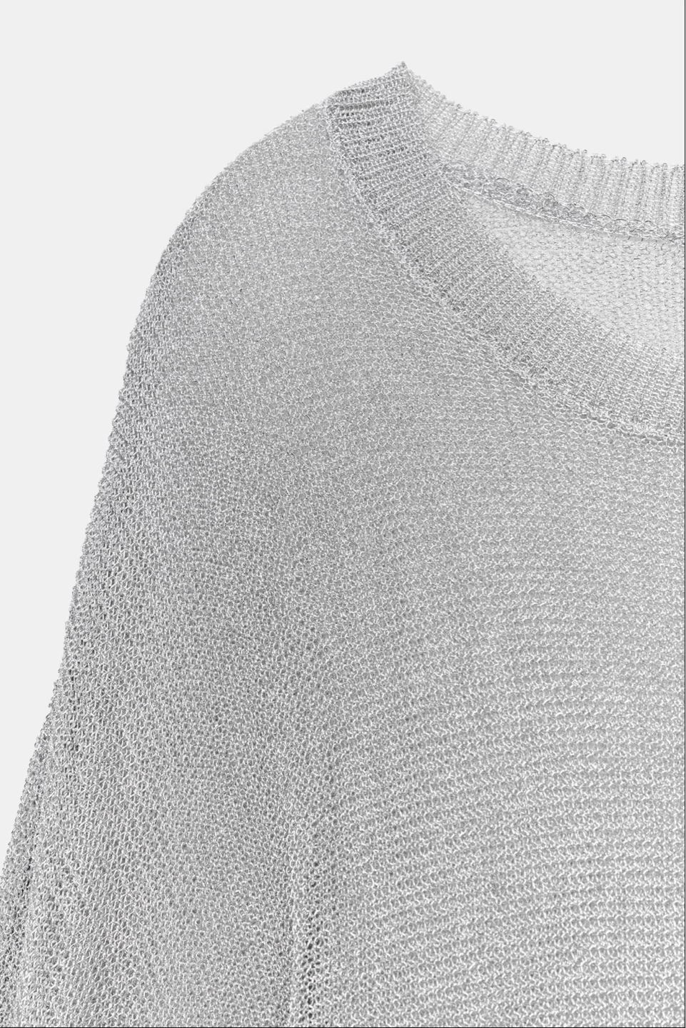 Zara Silver Metallic Thread Sheer Knit Sweater