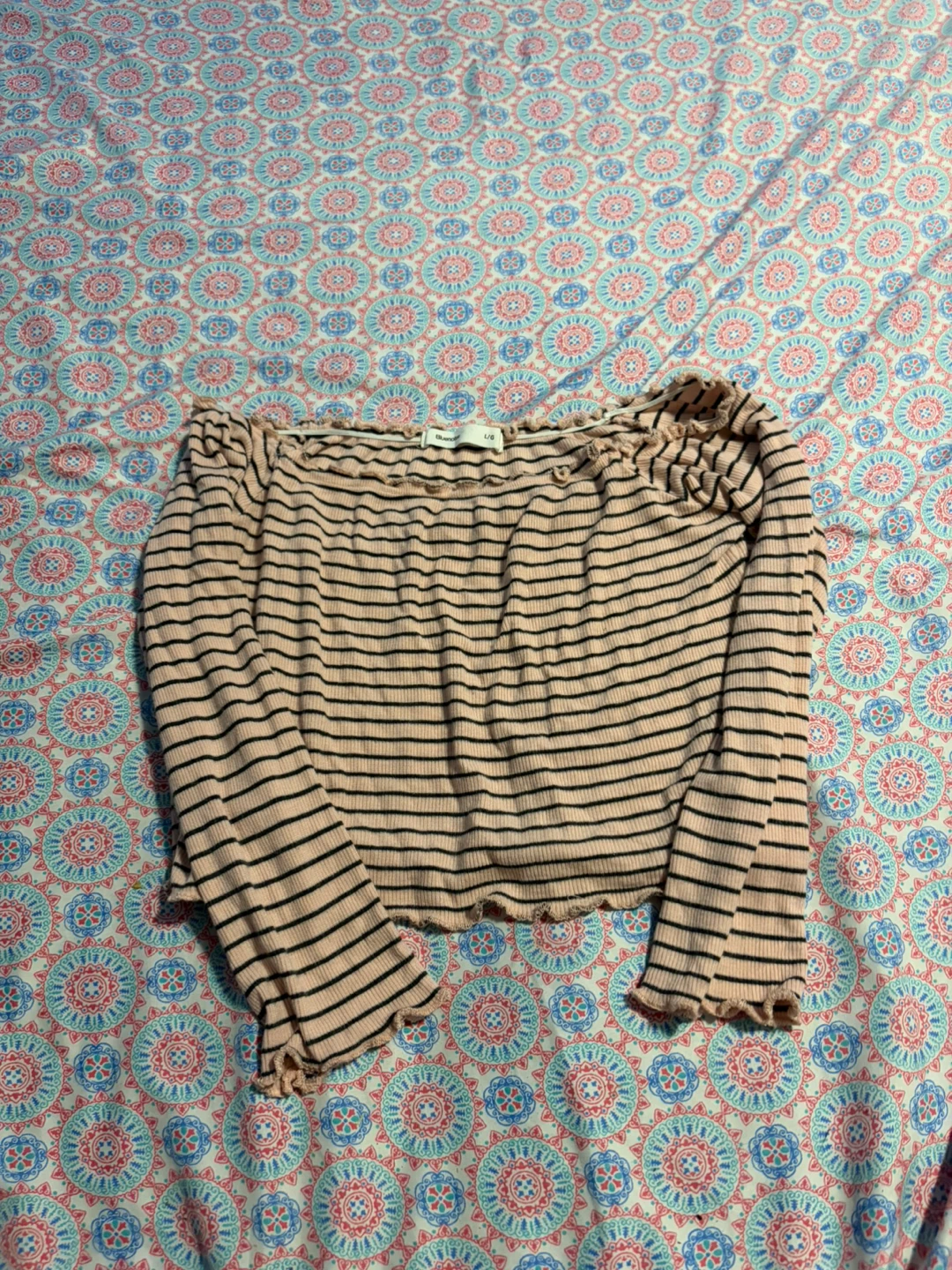 Bluenotes Striped Long Sleeve crop Top