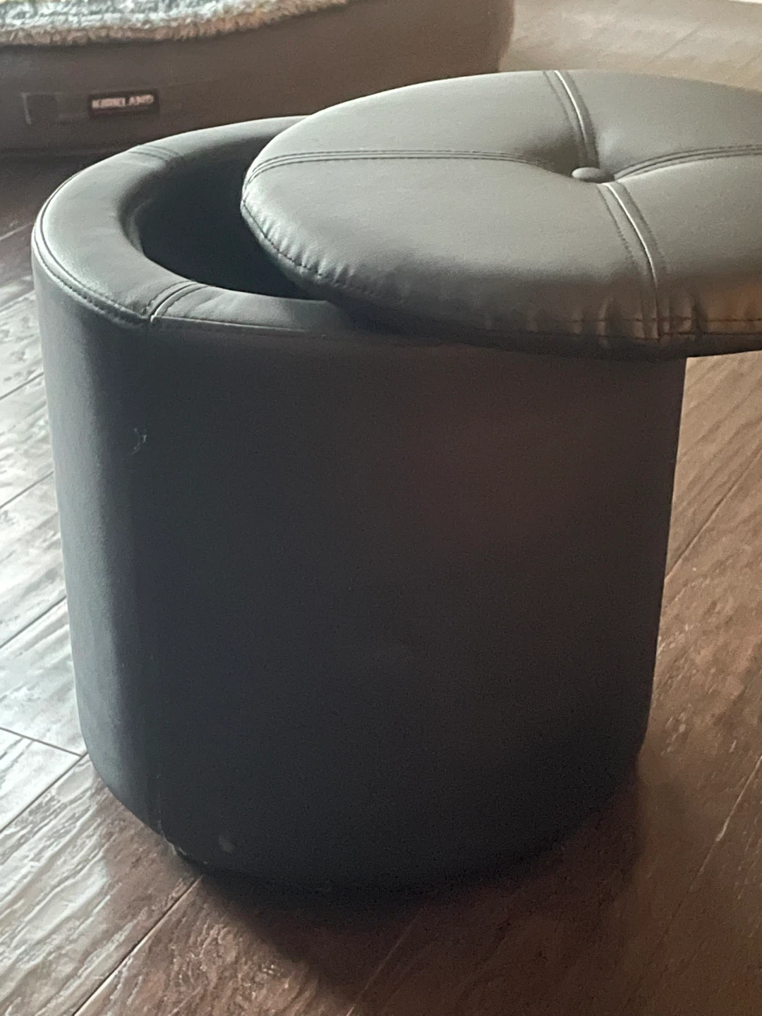 Dark Faux Leather Storage Ottoman - photo 2