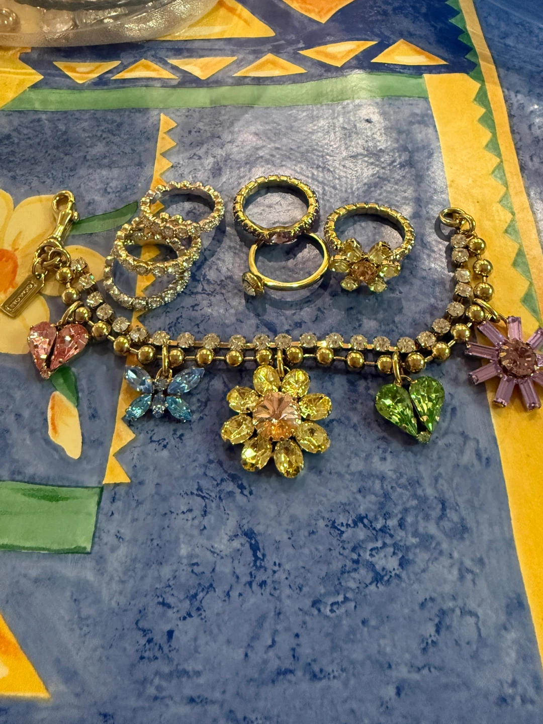 Coach Charm Bracelet & Rings Set