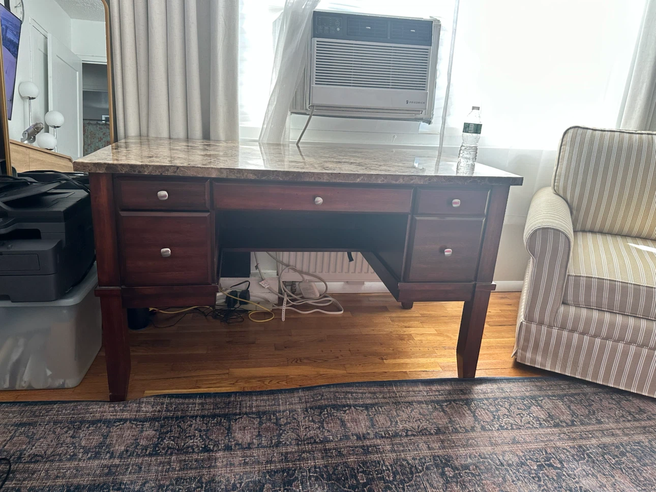 Wooden Desk with Marble Top