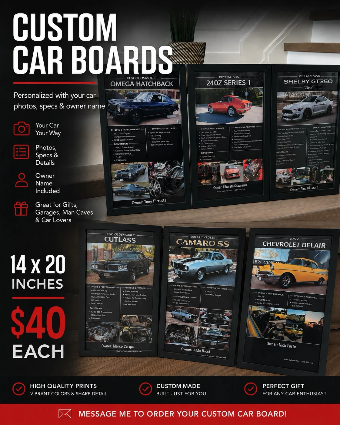 Custom Car Boards - Personalized Car Framed Posters