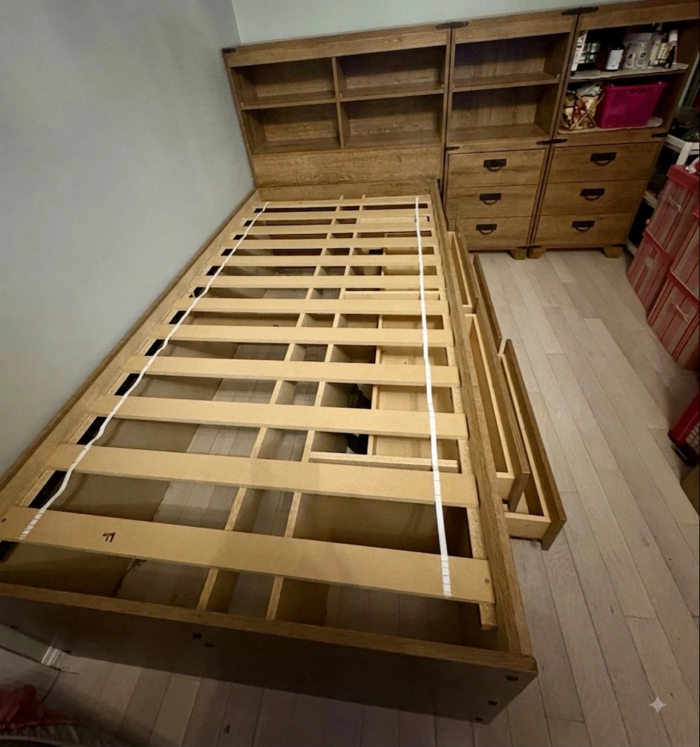 Wooden Storage Twin Bed Frame with Drawers