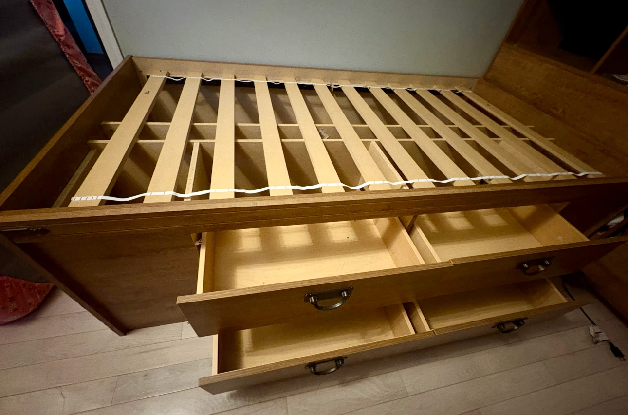 Wooden Storage Twin Bed Frame with Drawers - photo 4