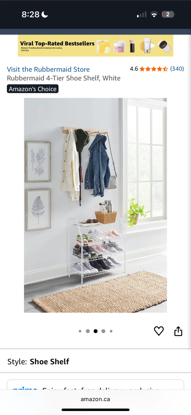 Rubbermaid 4-Tier Shoe Shelf, White - photo 4