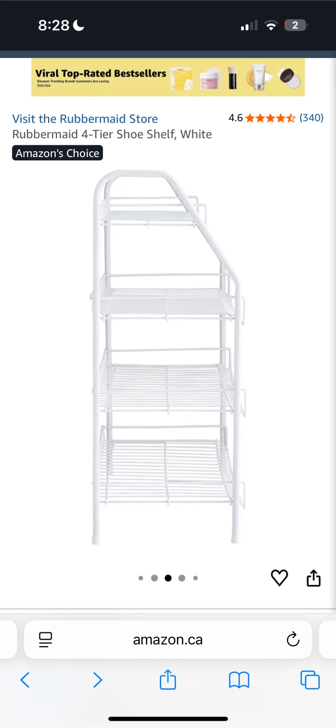 Rubbermaid 4-Tier Shoe Shelf, White - photo 5