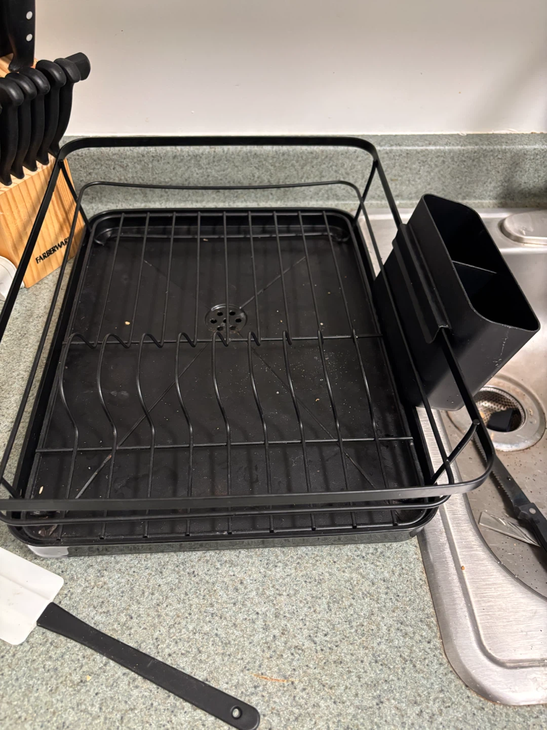 Black Metal Dish Drying Rack with Utensil Holder