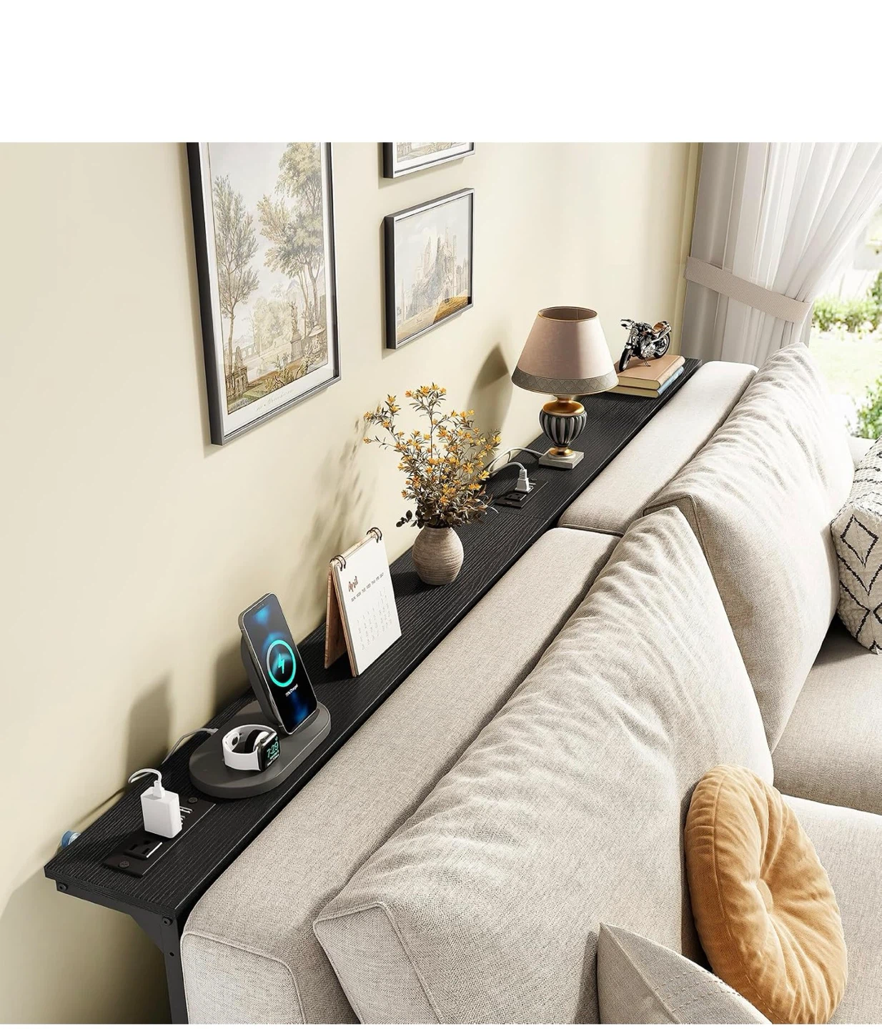 Kitstorack 2-Pack Sofa Table with Power Outlets - Black - photo 2