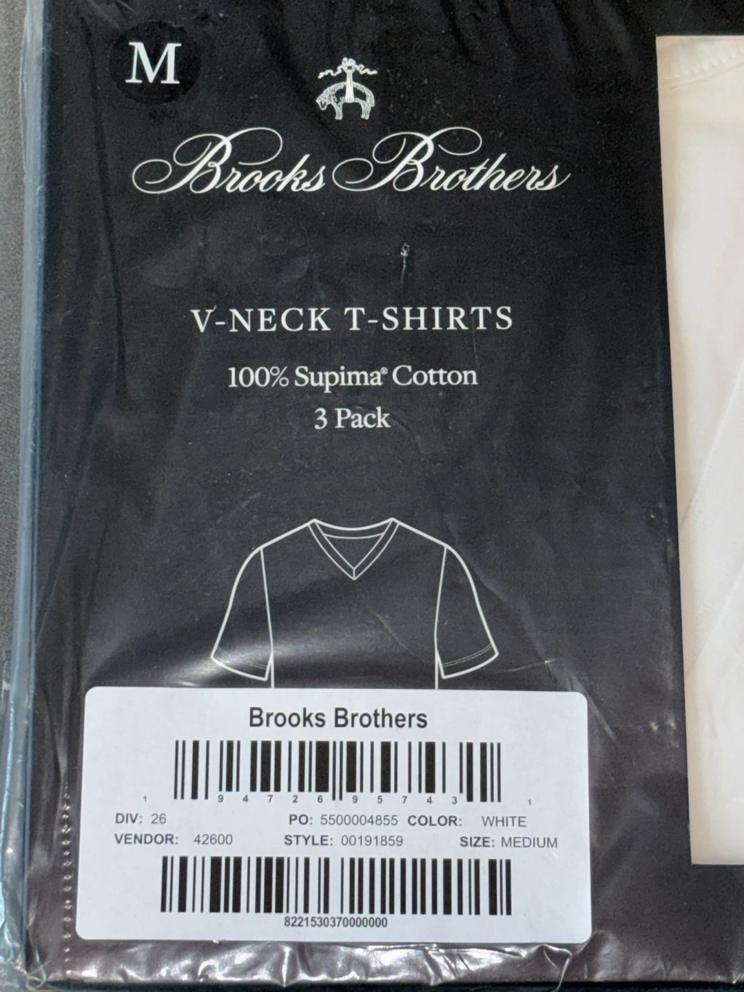 Brooks Brothers Men's V-Neck T-Shirts - Medium - 3 Pack - photo 2